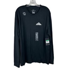 NEW Nike Trail Men's Long Sleeve Tee Shirt Size XL Black Dri-Fit Outdoor Casual